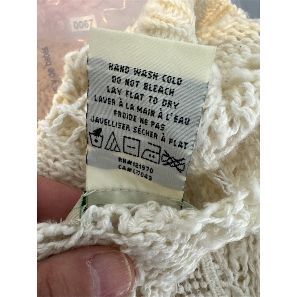 Flying Tomato Crochet Open Knit Sweater Womens XS Ivory Cotton Blnd Boho Cottage - Picture 9 of 10